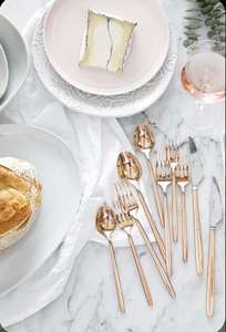 Juego de cubiertos de acero inoxidable con acabado dorado, diseño sofisticado para comidas extraordinarias y momentos memorables - Product Image 4