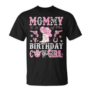Camiseta rosa estilo western de Mommy Of The Birthday Cow Girl - Product Image 1