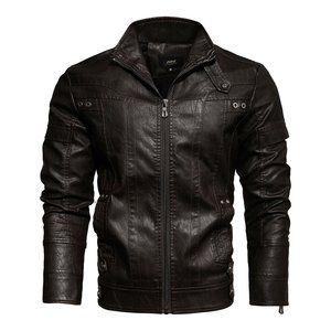 High Quality PU <b>Faux</b> <b>Men</b> <b>Leather</b> <b>Jacket</b> Stylish Winter Biker Outerwear - Product Image 5