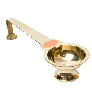 Akhand Jyoti Diya de latón antiguo largo, Akhand Diyas de forma ovalada religiosa para Puja a precio mayorista y directo de fábrica - Product Image 1