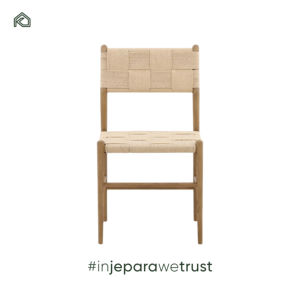 Chaise de salle à manger ergonomique moderne pour appartement, cadre en teck massif, siège et dossier en rotin synthétique tressé, écologique pour - Product Image 4