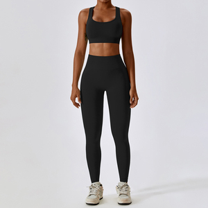 Traje de Yoga personalizado para mujer, ropa de gimnasio sin costuras, mallas de cintura alta y Sujetador deportivo, ropa de entrenamiento - Product Image 3