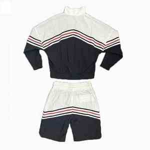 Ensemble décontracté deux pièces personnalisé : veste courte coupe-vent d'automne, imprimé patchwork, fermeture éclair, tissu tricoté, nylon, polyester, streetwear - Product Image 5