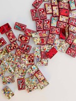 Nouvel ensemble de tuiles de mahjong florales rouges de luxe pour les soirées de jeu en famille, les rassemblements d'amis, les fêtes de fin d'année et les activités de club