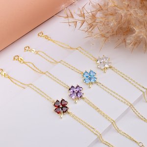 Personalized Gold <b>Birthstone</b> <b>Bracelet</b> Clover Silver Citrine <b>Birthstone</b> <b>Charm</b> <b>Bracelet</b> December <b>Bracelet</b> <b>Birthstone</b> Women - Product Image 3