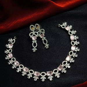 ENSEMBLE DE COLLIER DE MARIÉE EN DIAMANTS AMÉRICAINS et BOUCLES D'OREILLES CLASSIQUES ET DE HAUTE QUALITÉ ENSEMBLE DE BIJOUX DE MARIAGE POUR FEMMES DE STYLE CLASSIQUE - Product Image 1