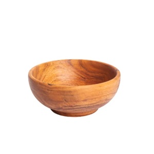 Cuenco de madera de acacia natural al por mayor, Frutero de madera a granel de forma redondeada de buena calidad para servir comida. - Product Image 3