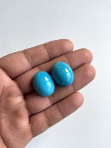 58,55 carats de cabochons turquoise d'Arizona, 2 pièces, paire pour la fabrication de bijoux fins, pierre précieuse naturelle - Product Image 3