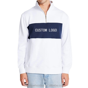 High Quality Oem Custom 100% Cotton Color Block <b>Pullover</b> <b>Jumper</b> 1/4 Quarter Half Zip Sweatshirt for Men - Product Image 4