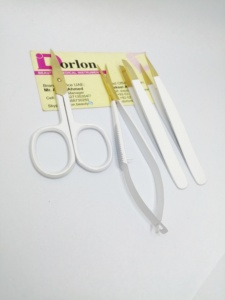 Pinzas para cejas blancas y doradas personalizadas, juego de tijeras de 4 piezas, pinzas para cejas con punta inclinada, tijeras de resorte para cejas con etiqueta privada - Product Image 6