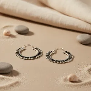 Boucles d'oreilles créoles en argent 925 plaqué rhodium, taille princesse, pour femmes, tendance, religieuses, à porter au quotidien - Product Image 2