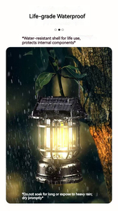 Lanterne solaire extérieure ABS matériel Portable électrique Camping pique-nique randonnée pêche Rechargeable lumière LED IP65 étanche 6000K - Product Image 6