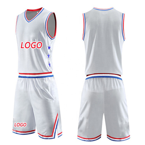 Alta calidad personalizado al por mayor 100 poliéster en blanco liso conjunto completo sublimación diseño Simple estrella baloncesto Jerseys Set - Product Image 6