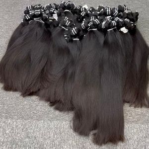 Extensions de cheveux naturels lisses, cheveux vierges cambodgiens, lisses comme des baguettes, couleur noire naturelle - Product Image 2