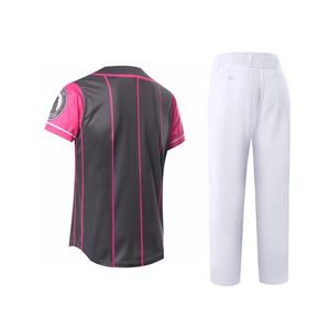 Logo personnalisé col en V bouton hommes Baseball Jersey pantalon ensemble mode polyester vêtements de sport pour l'été sublimation hommes équipe porter - Product Image 2