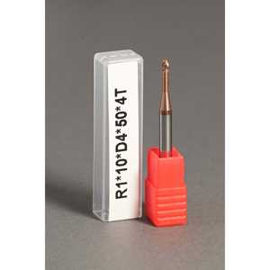 METALDUR LN 2*10*50 Fresa de punta de bola de 4 flautas Cobre 55HRC TiCN Recubierto 50mm - Product Image 1