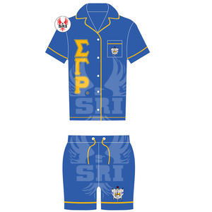Ensemble de pyjama en satin brodé pour femmes de la sororité Sigma Gamma Rho |   Ensemble de pyjama en soie personnalisé pour femmes, sublimé, pour les soirées pyjama - Product Image 3