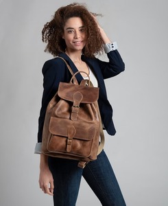 Bolso grande unisex de fin de semana, mochila de cuero de grano completo con estilo vintage y patrón de caramelo a la moda, cuero genuino para hombres - Product Image 2