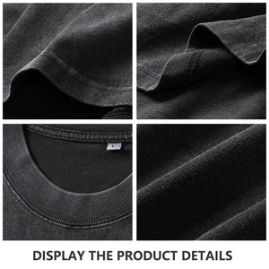 T-shirt personnalisé à col rond délavé T-shirt oversize à épaules tombantes pour hommes - Product Image 4