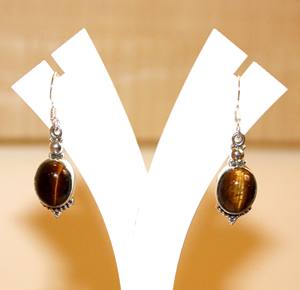 Pendientes Hechos a Mano de Plata de Ley 925 Étnicos con Forma Ovalada, Piedras de Cristal Curativas Turquesa, Joyería de Ojo de Tigre, Idea de Regalo - Product Image 5