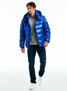 Men's Yellow Shiny Puffer Jacket <b>Bubble</b> <b>Coat</b> Waterproof Windproof Stand Collar Front Logo Oversized Winter Black Custom OEM - Product Image 6