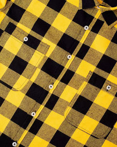 Chemise en flanelle à carreaux jaune marine pour homme, manches longues, boutonnée, col rabattu, style décontracté, pour l'automne, en coton. - Product Image 5