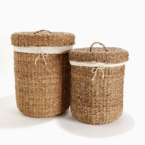 Cut out handles organizer bin seagrass clothes storage bins raffia <b>straw</b> sea grass organizers - Product Image 6