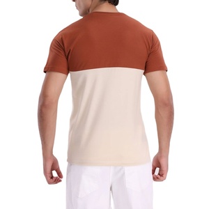 เสื้อยืดผู้ชายผ้าฝ้าย 100% ทรงเข้ารูป ยืดหยุ่นได้ ดีไซน์แผงต่อผ้า รุ่นใหม่ล่าสุด เสื้อผ้าฤดูร้อน ลายย้อมสีพื้น ทอแบบพิเศษ - Product Image 5