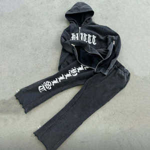 Sweat à capuche court avec broderie d'appliques Patch en détresse vintage personnalisé Nouveau pull 100% Cotton Puff Technique ODM Solid Print 3D - Product Image 1