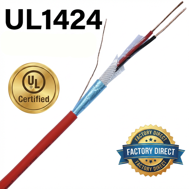 CE Certified UL1424 FPLR 2C 14AWG (2.5 Sq Mm) Al/Foil Shielded PVC Jacket Flame Retardant Fire Alarm Cable