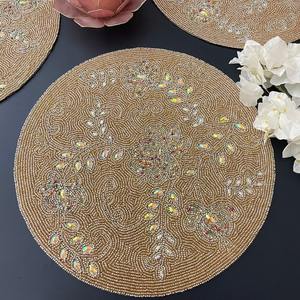 Handmade Embroidery Satin Luxury Eco-Friendly Customizable <b>Beaded</b> <b>Placemat</b> Charger Mat for Home Wedding Party Table Decoration - Product Image 6