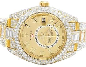 Montre pour homme plaquée or jaune 18 carats avec diamants moissanite brillants, design hip-hop glacé, mouvement à quartz fiable et s - Product Image 3