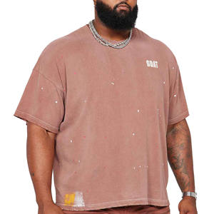 T-shirts hommes de haute qualité 100% coton 280 Gsm Vintage lavé à l'acide surdimensionné impression personnalisée Style Street Wear - Product Image 3