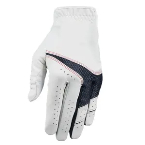 最佳质量合成革 (Amara) 高尔夫手套舒适的白色、黑色皮革卡布雷塔手套