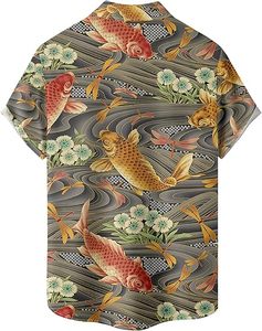 Men's Fashionable Vocation Casual <b>Short</b> <b>Sleeve</b> T-Shirt Custom Pattern Digital Print <b>Button</b> <b>up</b> Aloha Hawaiian Beach Style - Product Image 2