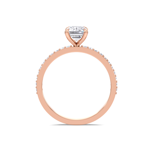 แหวนแต่งงานเพชรทรงเหลี่ยมมรกต 1 กะรัต เพชรเลี้ยงในห้องปฏิบัติการ สำหรับผู้หญิง ชุบทองคำขาว 9K สีเหลือง ขาว และสีโรสโกลด์ ประดับเพชรแบบ Pave Band - Product Image 4