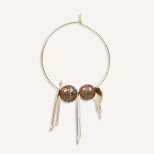 CUCOCUCA YXQ E282 Pendientes de Acero Inoxidable Dorado Cepillado con Texturas Orgánicas y Diseño Minimalista, Finos Grillz con Detalles de Madera - Product Image 2