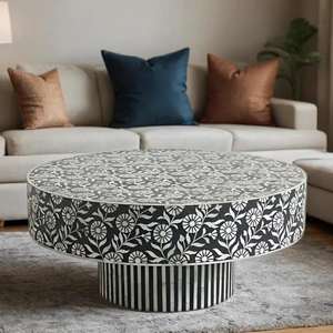 Suministro Directo de Fábrica de Mesa de Centro con Incrustaciones de Hueso de Diseño, Muebles de Madera Hechos a Mano de Alta Calidad para Decoración del Hogar a un Precio Razonable - Product Image 1