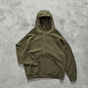 Autumn High Quality 350 GSM 70% Cotton Unisex Oversized Zip Hoodie Custom Logo Ninja Zipper Sweatshirts Winter hoodies - Product Image 3