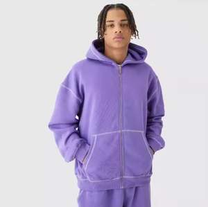 เสื้อมีฮู้ดซิปสำหรับผู้ชายผ้าฝ้ายแบบซิปเต็มผู้ผลิต OEM ตามสั่ง - Product Image 2