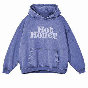 Customized Men's Fall Winter 100% Cotton Acid Wash Pullover Hoodies Sun Fad Pattern with Custom Logo Design - Product Image 2