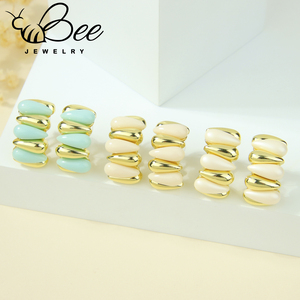New Arrivals <b>Blue</b> Resin 14K Gold Plated Luxury <b>Stud</b> <b>Earrings</b> Fashion Unique Boho Huggie <b>Earring</b> For Women - Product Image 1