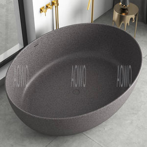 Vasca da Bagno in Pietra Solida Opaca Rotonda con Motivo Personalizzato, Vasca in Superficie Solida, Produzione e Vendita all'Ingrosso per Ville - Product Image 5