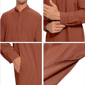 Thobes marocains confortables à manches longues pour hommes adultes, service OEM, Jubba Thobe arabe, couleur unie, haute durabilité, Jubbah - Product Image 5
