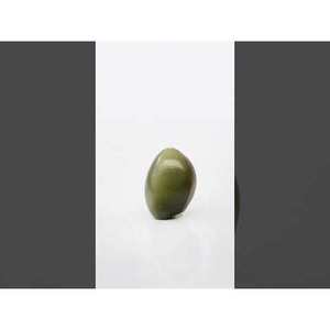 Pierre précieuse synthétique œil de chat naturelle 11,56 carats, cabochon ovale vert avec grise, poli et calibré, hauteur 8 mm - Product Image 3
