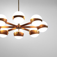 Lustre italien moderne ROSA à huit bras pour un style élégant, globes métalliques en fer brut, LED à intensité variable, pour la maison, le bureau, la chambre à coucher, le salon