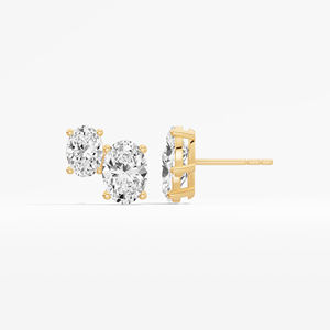Pendientes Elegantes Hechos a Mano con Diamantes Cultivados en Laboratorio de Corte Ovalado de 1.90 Quilates, Chapados en Oro de 14K/18K y Rodio, la Mejor Elección del Diseñador - Product Image 5