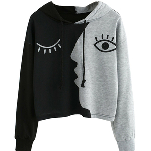 Nueva Sudadera con capucha recortada para mujer, Sudadera con capucha de gran tamaño de lana de algodón de alta calidad, ropa de calle personalizada con estampado frontal para invierno - Product Image 1