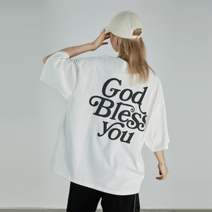 Camisetas de algodón Vintage de gran tamaño para hombre, verano 2022, logotipo personalizado, hombros caídos, estampado 3D Puff, de talla grande, estilo informal, logotipo personalizado - Product Image 3