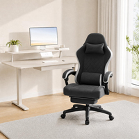 Silla de Oficina para Juegos OEM, Silla de Computadora con Cojín de Muelles Ensacados, Reposabrazos y Reposapiés Articulados, Silla Ergonómica de Respaldo Alto para Computadora